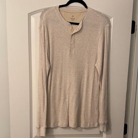 True Grit Other - True Grit Beige Long Sleeve Henley Shirt